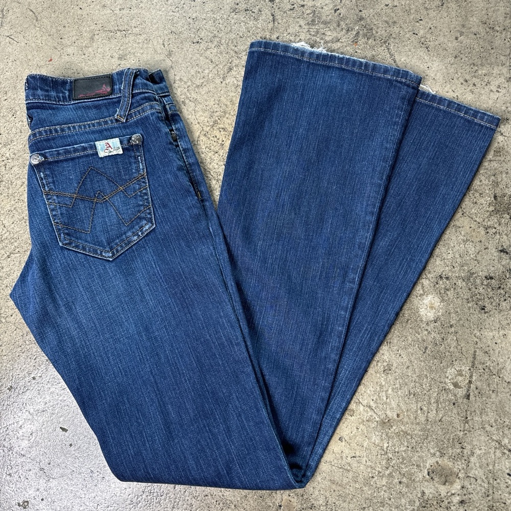 Y2K Allen Schwartz denim flare jeans mid rise no stretch size 27
